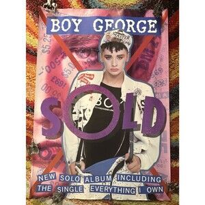 Vtg 1987 BOY GEORGE Sold Original Promotional Poster CULTURE CLUB Virgin Records